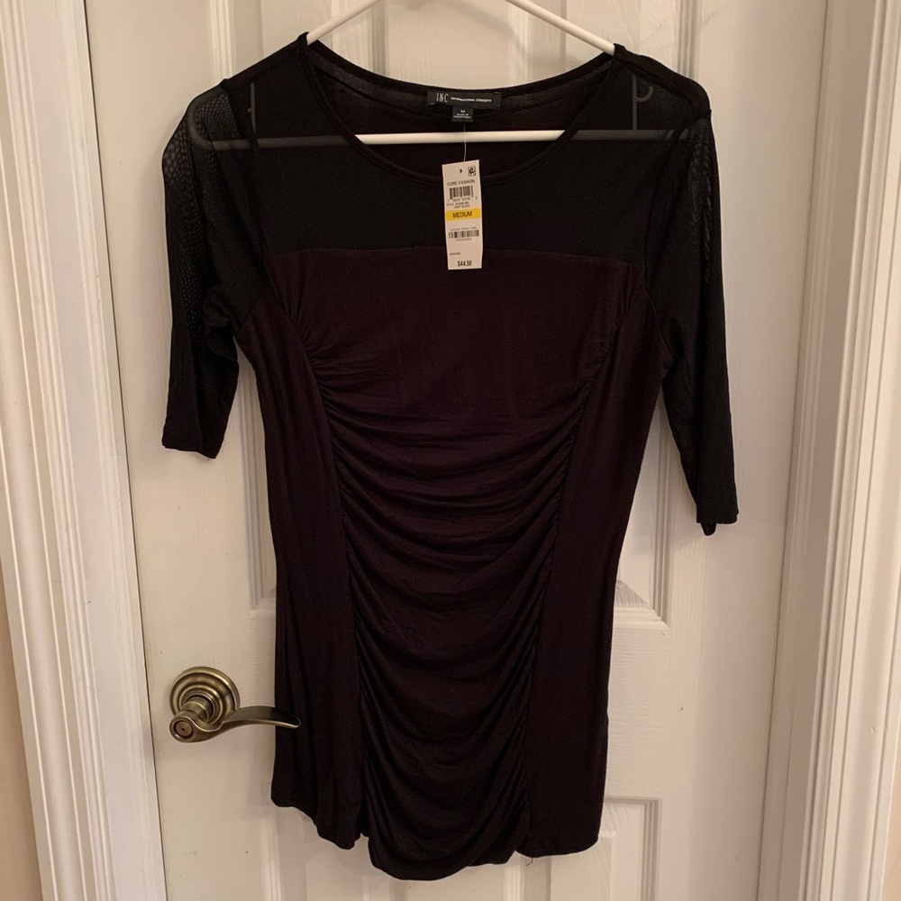 INC black top with sheer top and sleeves NWT